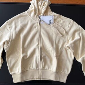 Zara Cream Zip-Up Hoodie